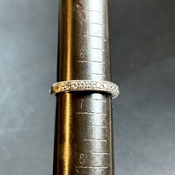 VTG Sterling Silver 925 Cubic Zirconia Pave Set Band 2.25mm Ring Size 6.5 - Picture 8 of 10